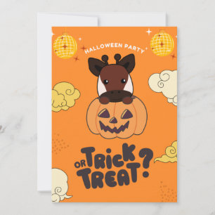Halloween Party Trick Or Treat Okapi Pumkin Holida Holiday Card
