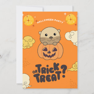 Halloween Party Trick Or Treat Otter Pumkin Holida Holiday Card