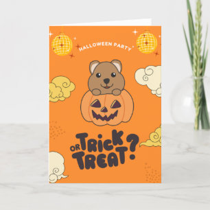 Halloween Party Trick Or Treat Quokka Pumkin Holid Holiday Card