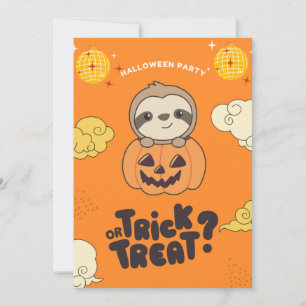 Halloween Party Trick Or Treat Sloth Pumkin Holida Holiday Card