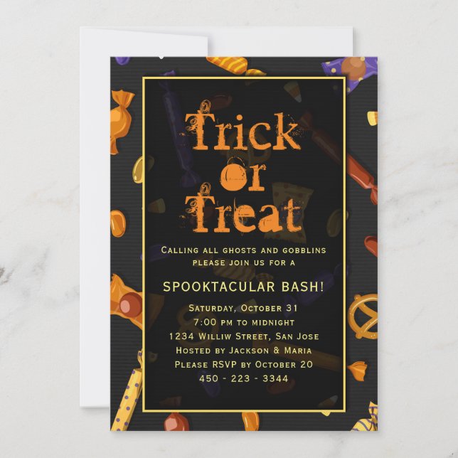 Halloween party trick or treat Spooktacular bash Invitation (Front)