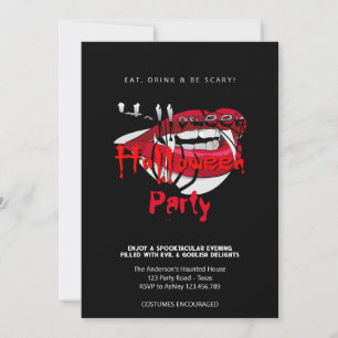 Halloween Party Vampire Teeth Gothic   Invitation
