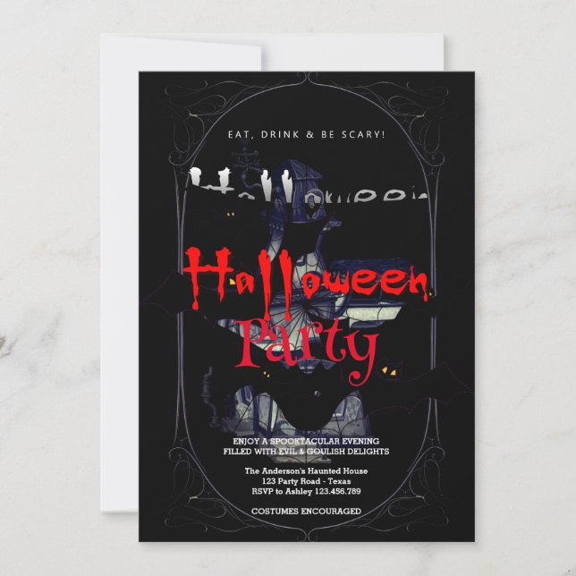 Halloween Party Vintage Gothic  House Invitation (Front)