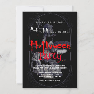 Halloween Party Vintage Gothic  House Invitation