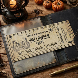 Halloween Party Vintage Gothic Skeleton Ticket Invitation