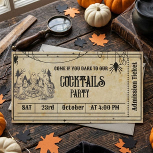 Halloween Party Vintage Gothic Skeleton Ticket Invitation