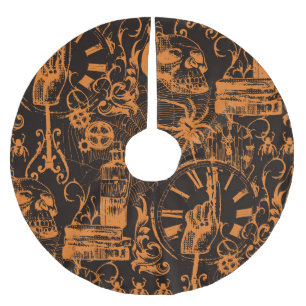 Halloween Party: Vintage Holiday Poster. Brushed Polyester Tree Skirt