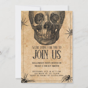 Halloween Party, Vintage Skull, Costume Party  Invitation