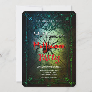 Halloween Party  Vintage Spider Web  Invitation
