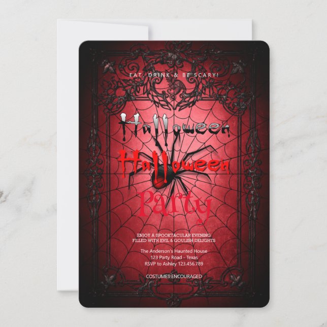 Halloween Party  Vintage Spider Web  Invitation (Front)