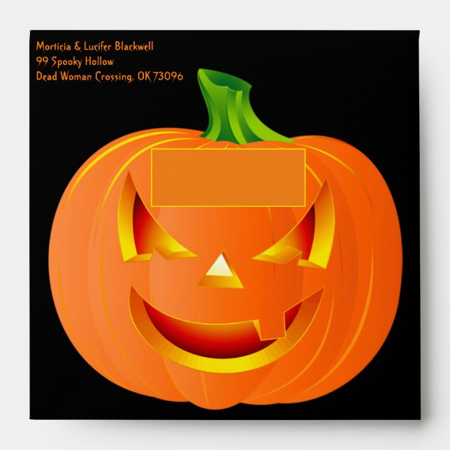 Halloween Party Wedding Invitation Jack-O-Lantern Envelope (Front)