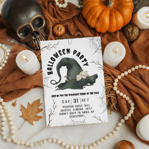 Halloween Party Witch Hat Skulls Mushrooms Invitation