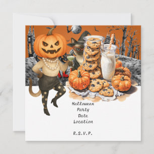 Halloween Party with Cats and Cakes Save The Date