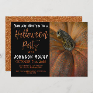 Halloween Party with Modern Orange Typography Invitation