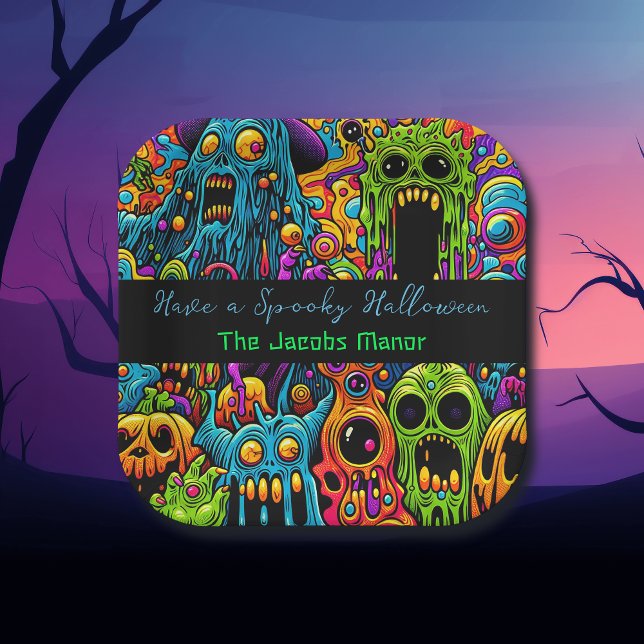Halloween Party | Zombie and Monsters Personalised Paper Plate (Creator Uploaded)