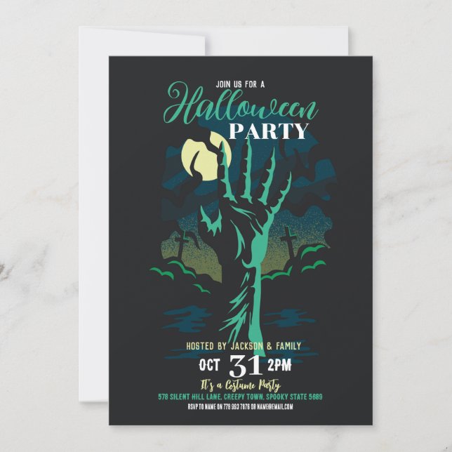 Halloween Party Zombie Graveyard Party Invitation (Front)
