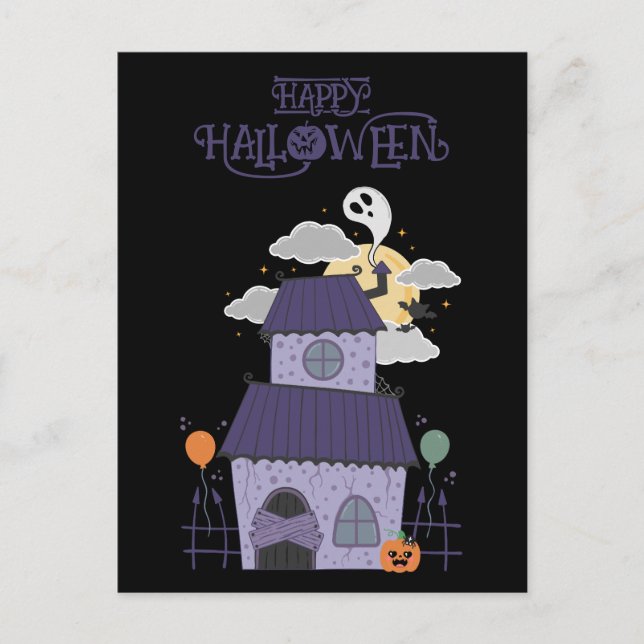 Halloween Pastel Goth Haunted House  Postcard (Front)