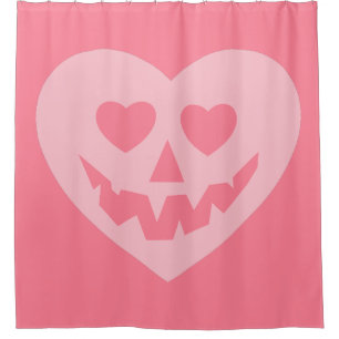 halloween pastel goth valentine creepy heart pink shower curtain
