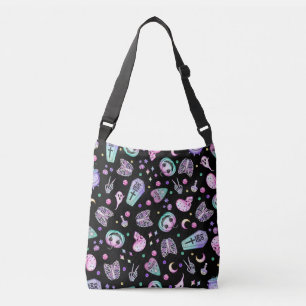 Halloween pastel gothic apothecary and graveyard crossbody bag
