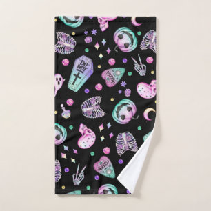 Halloween pastel gothic apothecary and graveyard hand towel