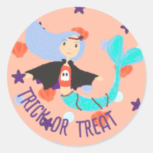 Halloween Pastel Mermaid Vampire Classic Round Sticker