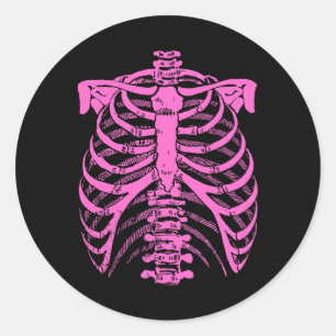 Halloween Pastel Pink Skeleton Rib Cage Classic Round Sticker