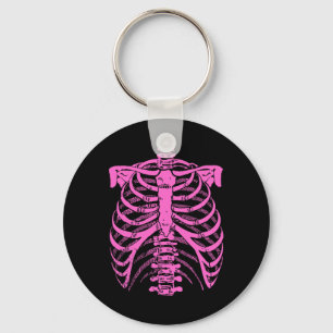 Halloween Pastel Pink Skeleton Rib Cage Key Ring