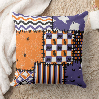 Halloween Patchwork Cats Ghosts Cushion