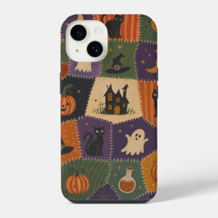 Halloween Patchwork Ghost Cat Haunted House Case