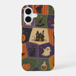 Halloween Patchwork Ghost Cat Haunted House Case