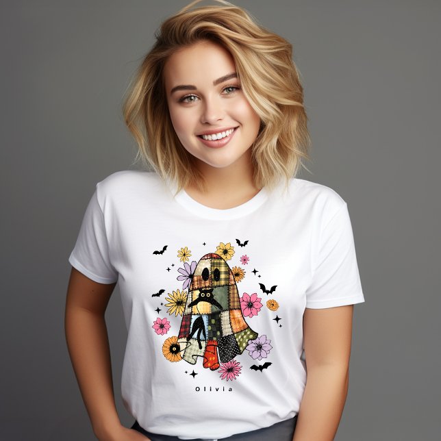 Halloween Patchwork Ghost Vintage T-Shirt (Creator Uploaded)