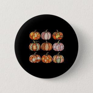 Halloween Patchwork Pumpkin Quilted Fall Aesthetic 6 Cm Round Badge