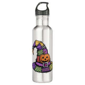 Halloween Patchwork Witch Hat Spooky 710 Ml Water Bottle