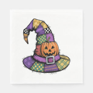 Halloween Patchwork Witch Hat Spooky Napkin