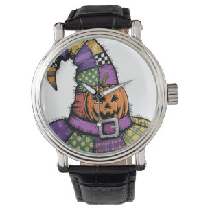 Halloween Patchwork Witch Hat Spooky Watch