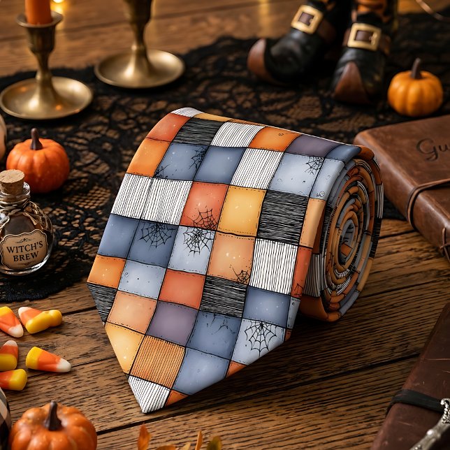 Halloween Patchwork with Spiderwebs Tie (Creator Uploaded)