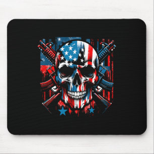 Halloween Patriotic Skeleton American Flag 4th Of Mouse Pad