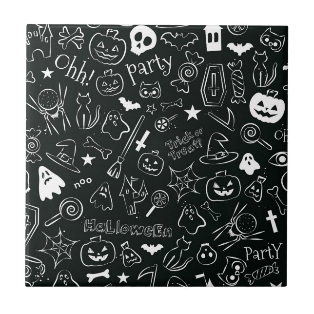 Halloween Pattern 1 Ceramic Tile (Front)