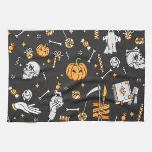 Halloween Pattern 2 Tea Towel