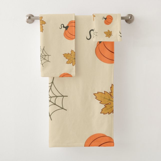 Halloween pattern bath towel set (Insitu)