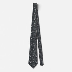 Halloween Pattern Black and White Tie