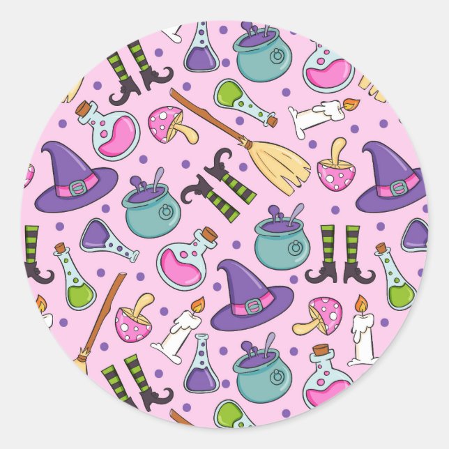 Halloween Pattern Classic Round Sticker (Front)