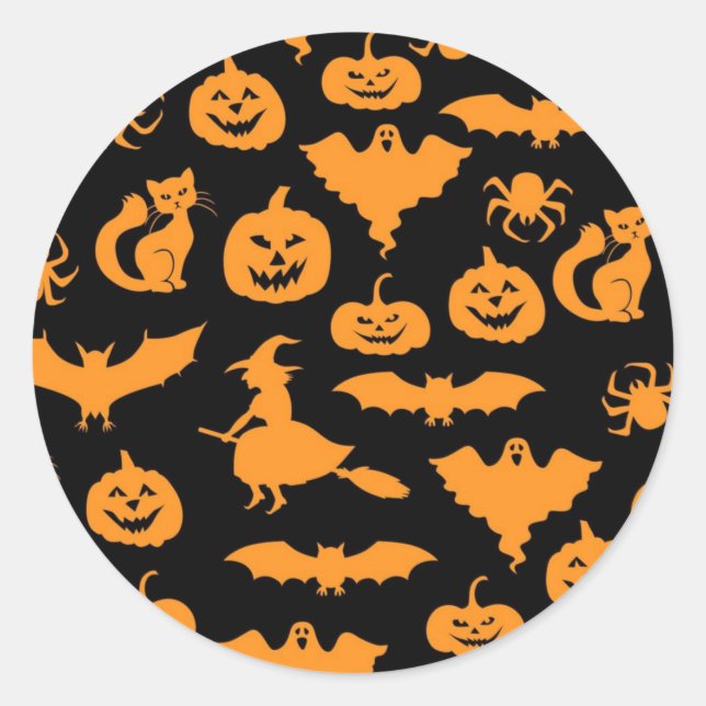 Halloween pattern classic round sticker (Front)