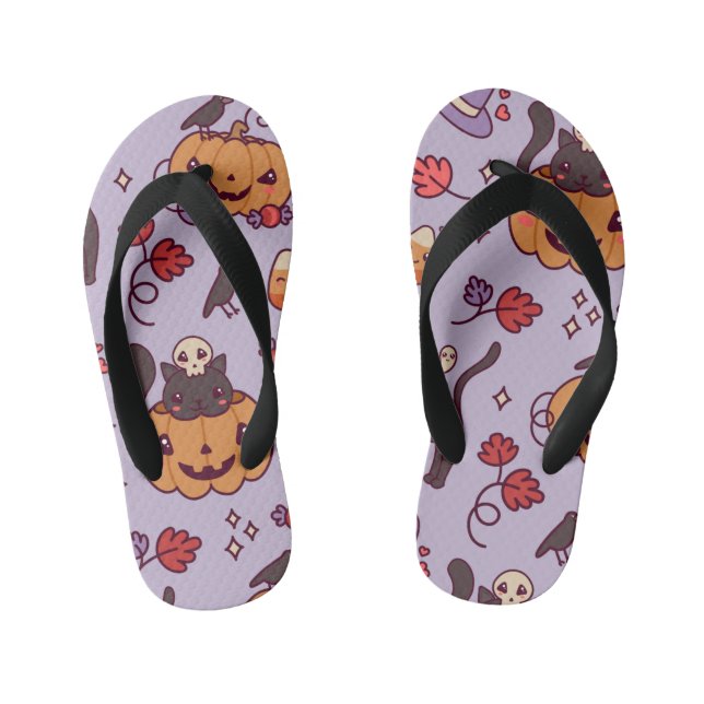 Halloween pattern decoration coffee mug kid's flip kid's thongs (Footbed)