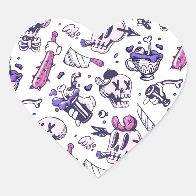 Halloween pattern decoration heart sticker (Front)