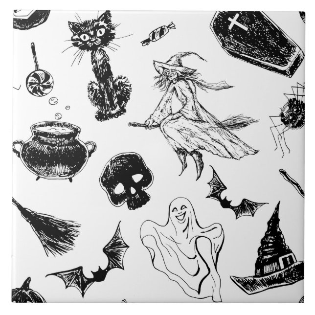 Halloween pattern design ceramic tile (Front)