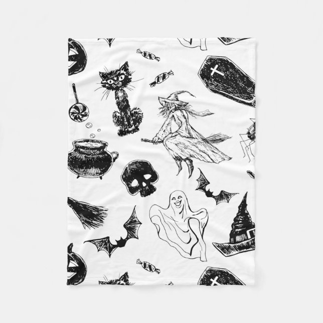 Halloween pattern design fleece blanket (Front)