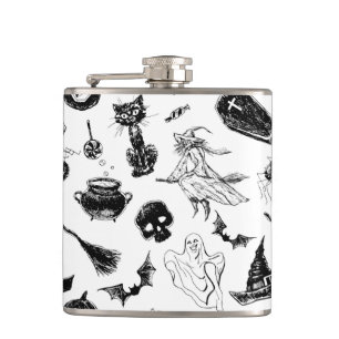 Halloween pattern design hip flask
