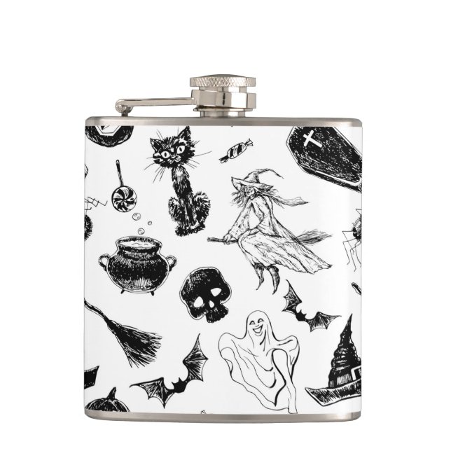 Halloween pattern design hip flask (Front)