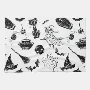 Halloween pattern design tea towel
